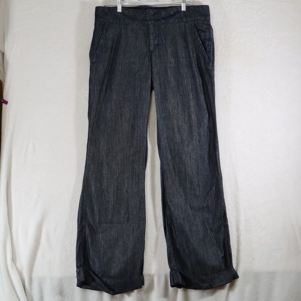 Banana Republic Women's Size 14 Organic Cotton Blue Trousers Pleated